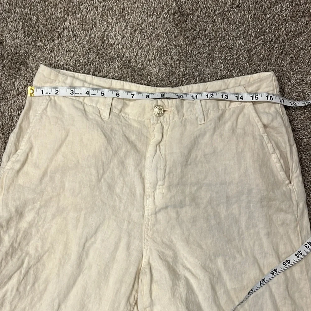 L’AGENCE Henderson High Rise Crop Wide Leg 100% Linen Pants in Oat Color Size 30 - Picture 9 of 11